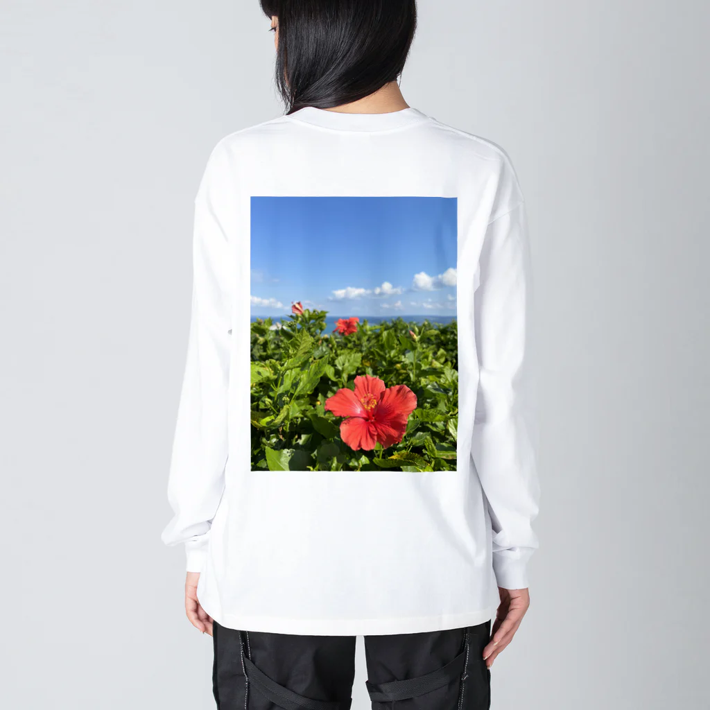 Ripples沖縄レジンアートの沖縄の海とハイビスカス ビッグシルエットロングスリーブTシャツ
