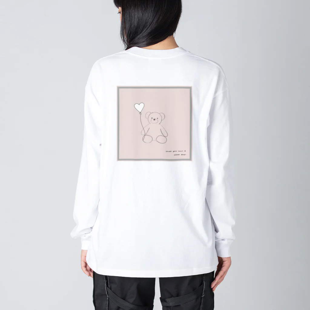 rilybiiの🧸 Bear and heart white balloon . ビッグシルエットロングスリーブTシャツ