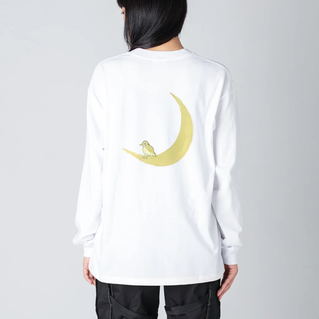 rilybiiのThe watching moon and the resting yellow bird. ビッグシルエットロングスリーブTシャツ