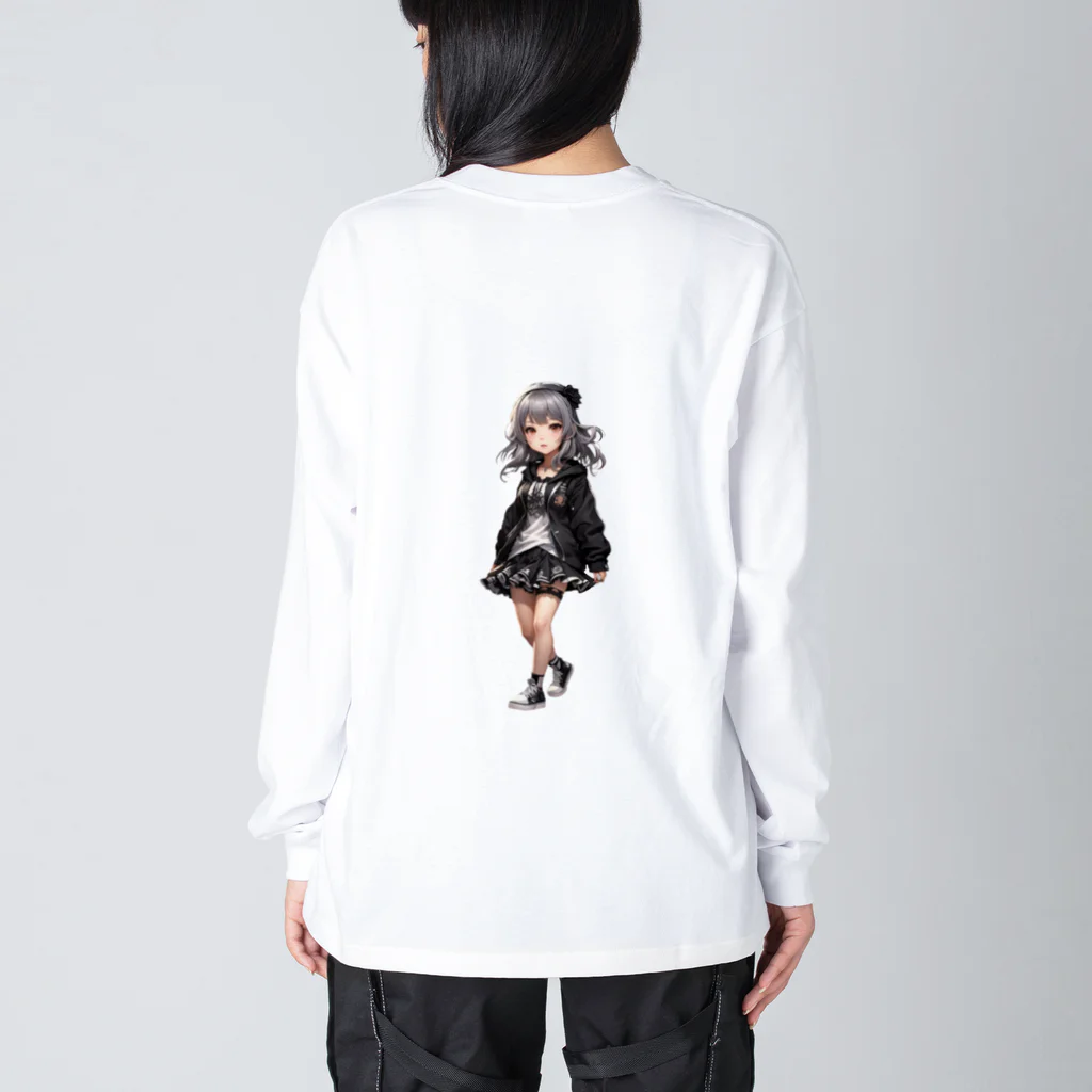 infinexus_dsgnのちびキャラ少女（Silver hair） ビッグシルエットロングスリーブTシャツ