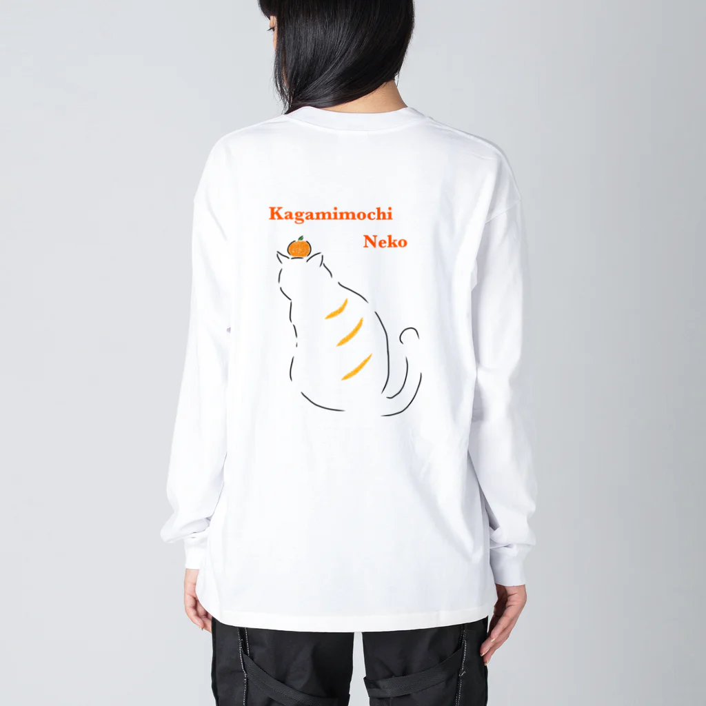 shizuka_mirinの鏡餅ネコシリーズ ビッグシルエットロングスリーブTシャツ