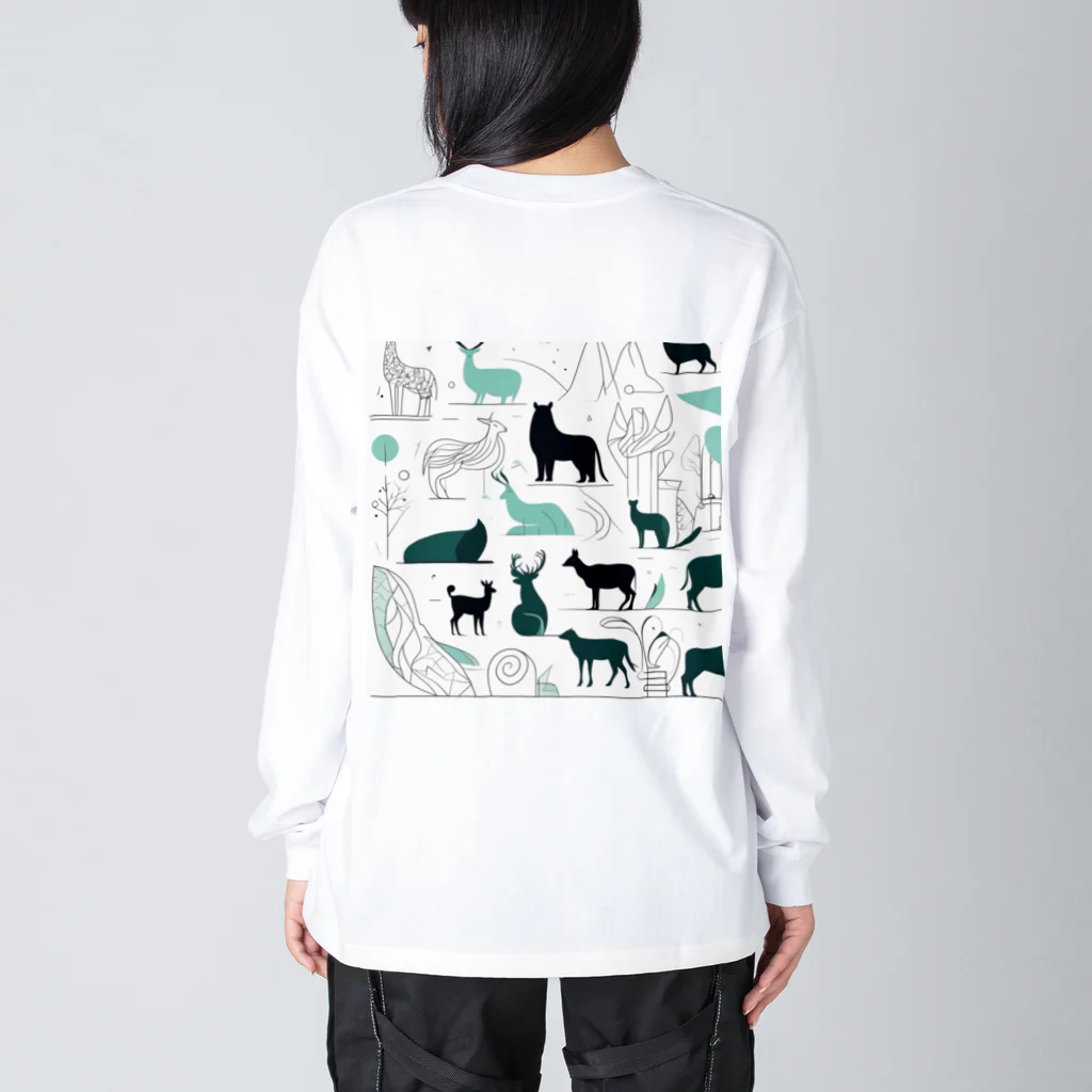 ANTARESの動物のシルエットや抽象的な形状を組み合わせ ビッグシルエットロングスリーブTシャツ