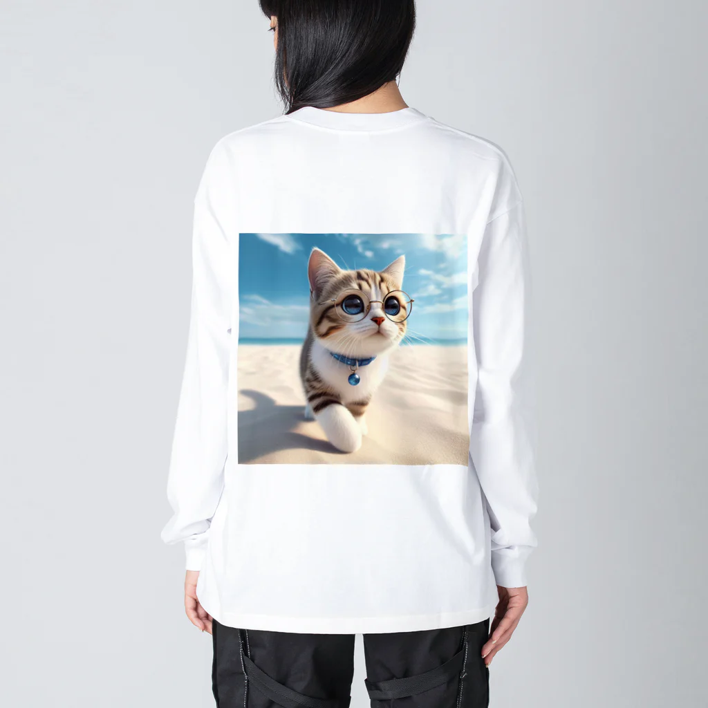 猫と紡ぐ物語の南国の海辺を歩く勇ましさに胸キュン猫 Big Long Sleeve T-Shirt