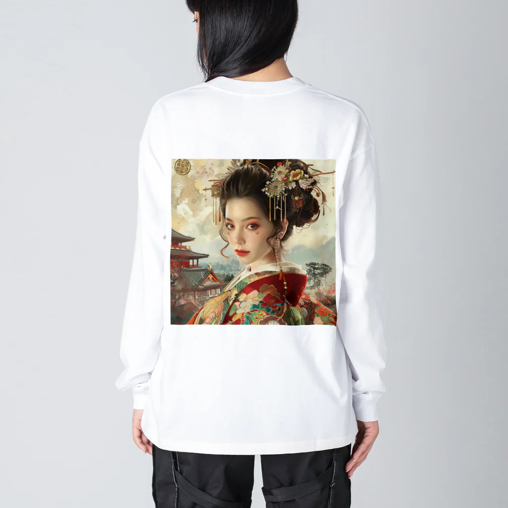 AQUAMETAVERSEの日本のAIアート世界へ羽ばたけ アメジスト 2846 ビッグシルエットロングスリーブTシャツ