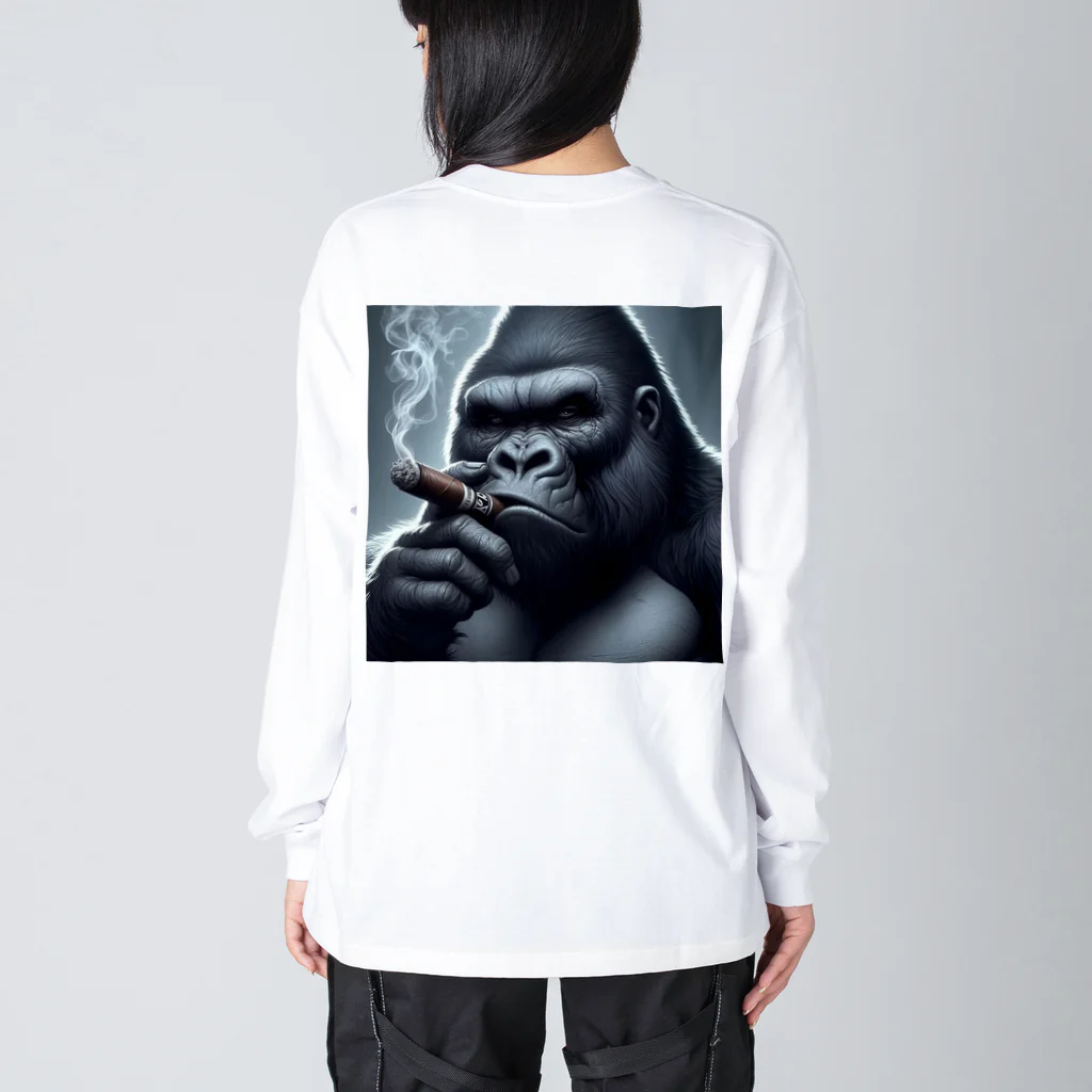 MASU_0420の葉巻を吸うゴリライラストグッズ Big Long Sleeve T-Shirt