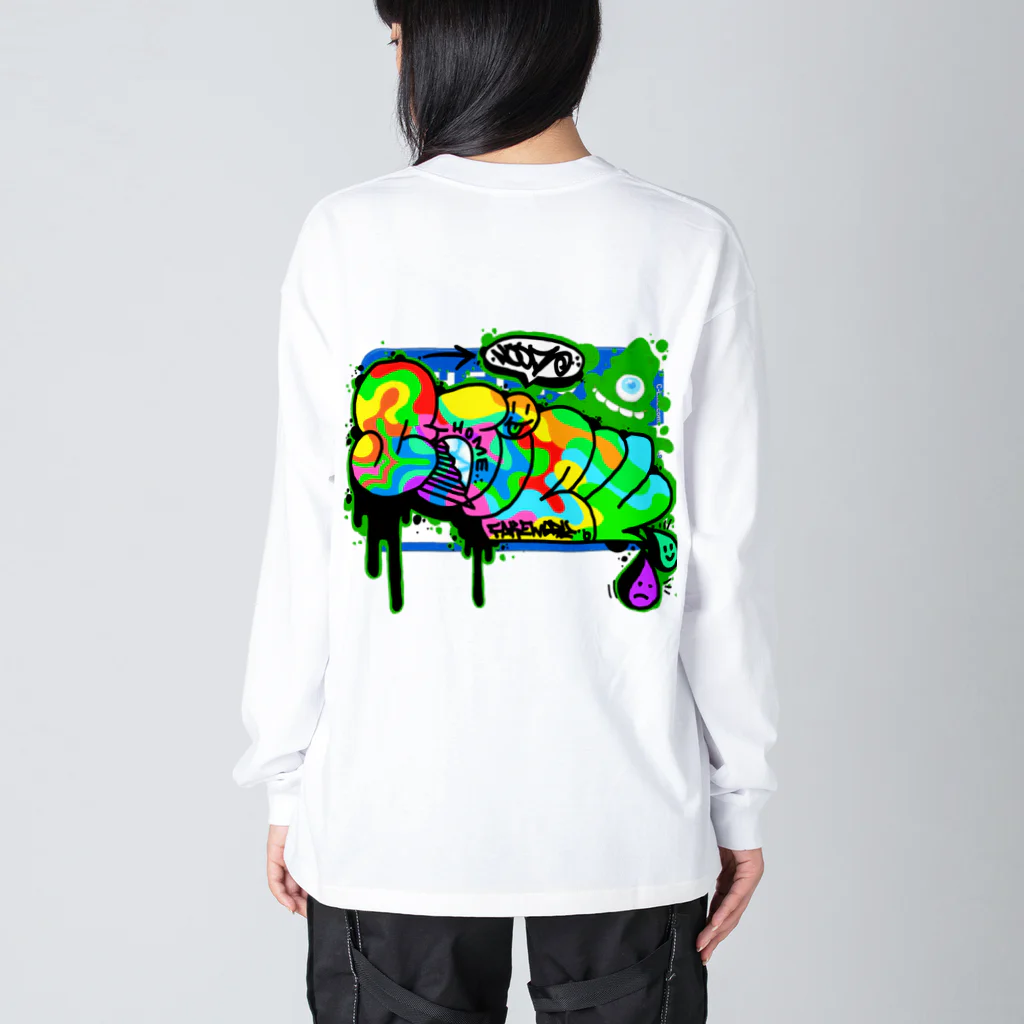 NOOBのGRAFFITI  グラフィティ HELLO ステッカー ビッグシルエットロングスリーブTシャツ