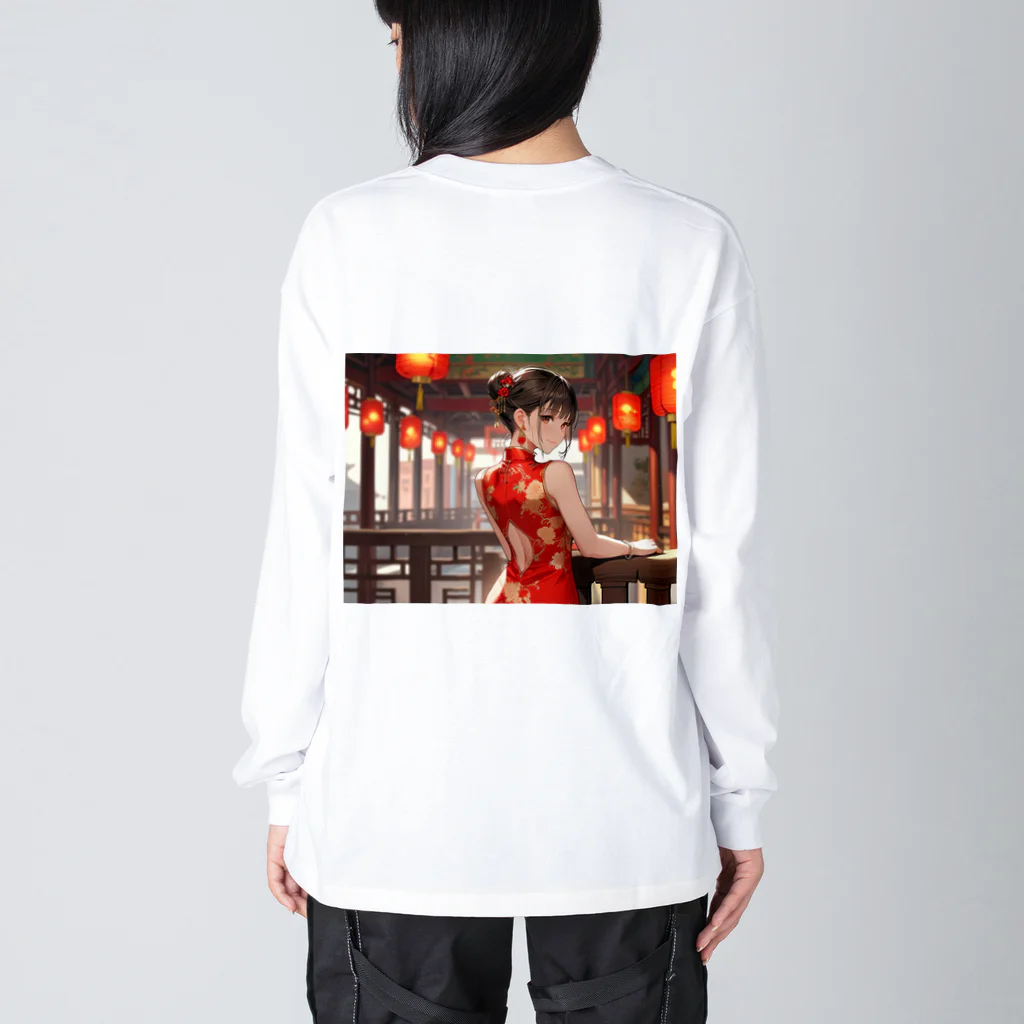 HokutoKenのチャイナ服少女 Big Long Sleeve T-Shirt