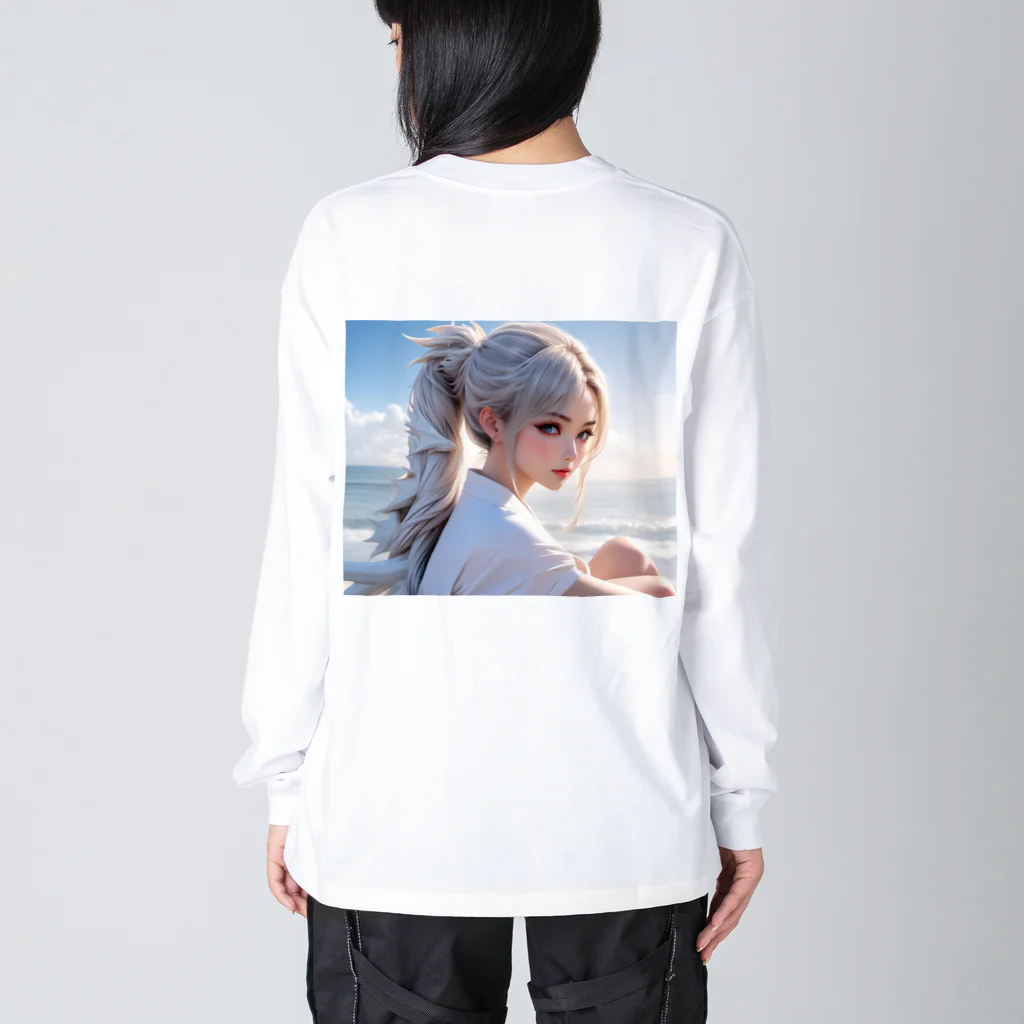 スカ次郎ショップの白髪和服美女シリーズ 0004 Big Long Sleeve T-Shirt