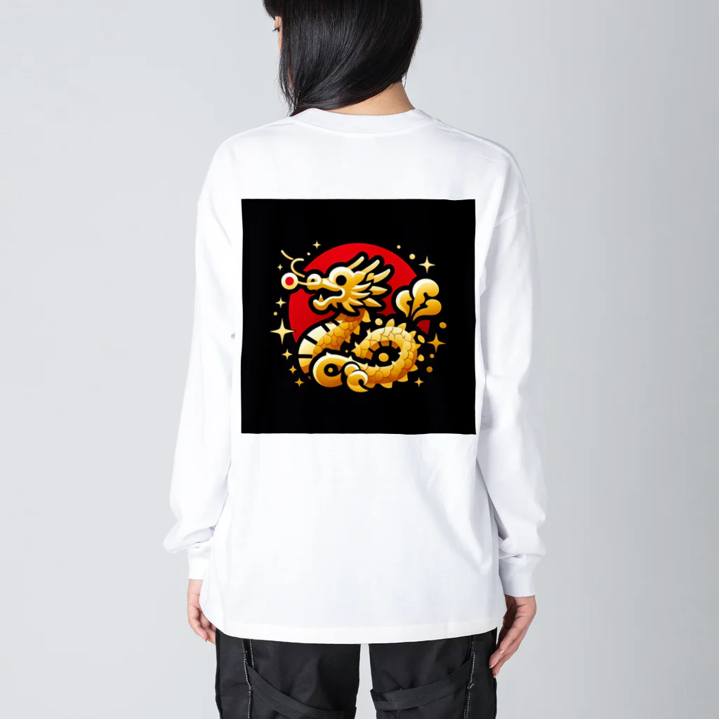 幸福龍神の幸運を呼ぶ金龍ちゃん🐉 ビッグシルエットロングスリーブTシャツ