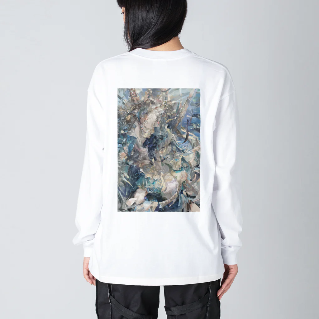 JSDの水彩画風バックプリント Big Long Sleeve T-Shirt