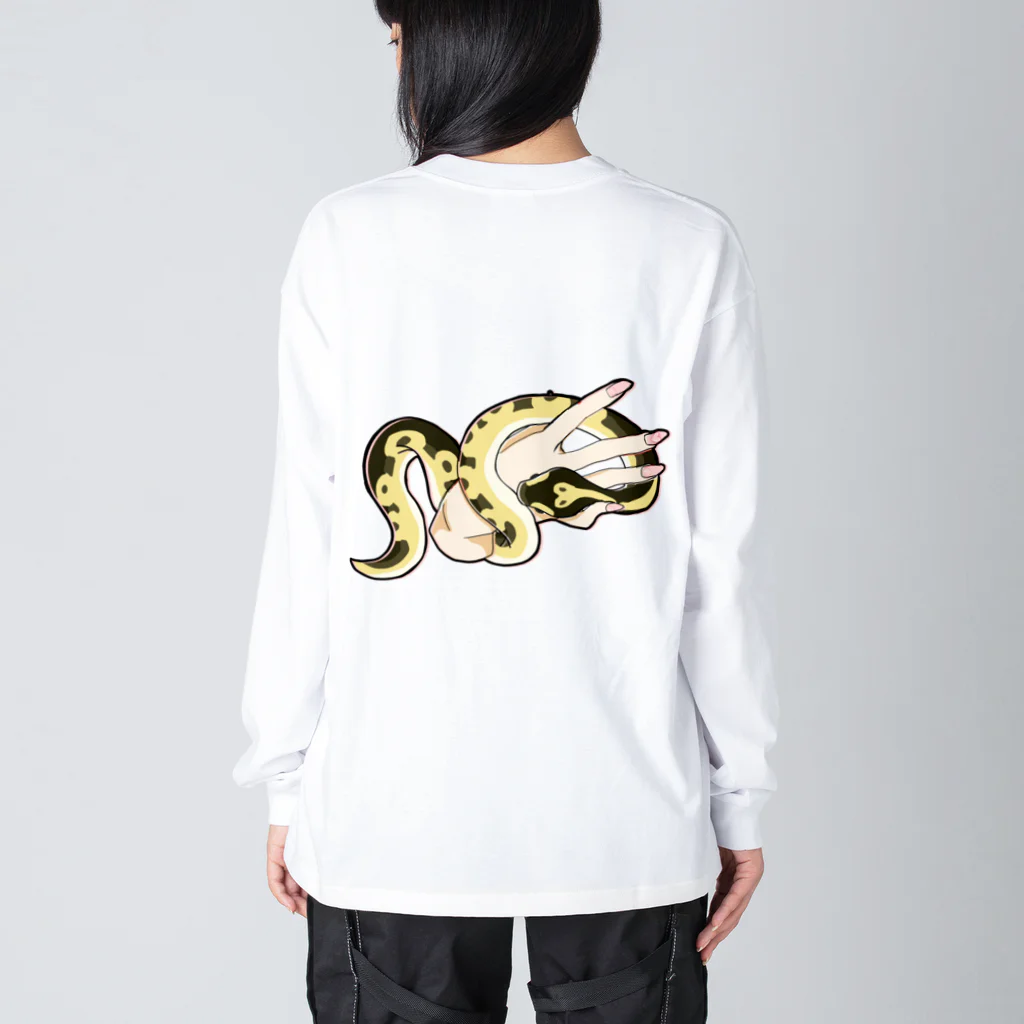 Nyoppuの蛇のぷにちゃん、手に絡まるTシャツ（バックプリント） Big Long Sleeve T-Shirt