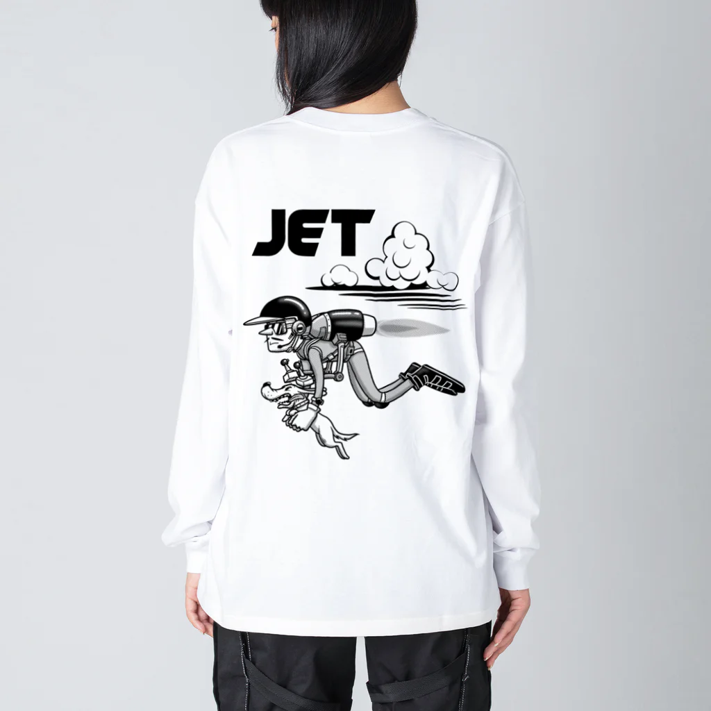 nidan-illustrationのhappy dog -JET- (black ink) Big Long Sleeve T-Shirt