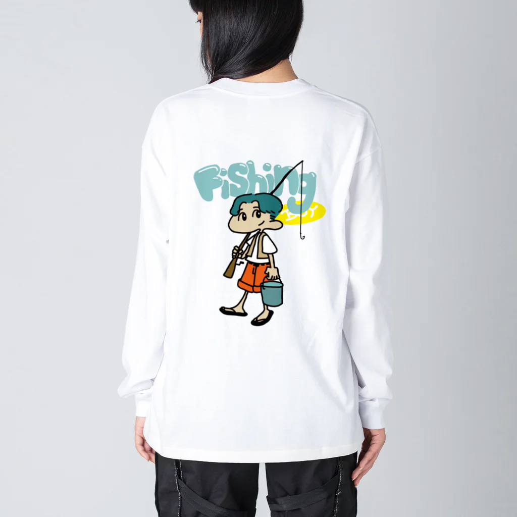 おふなさんのFishing boy ビッグシルエットロングスリーブTシャツ