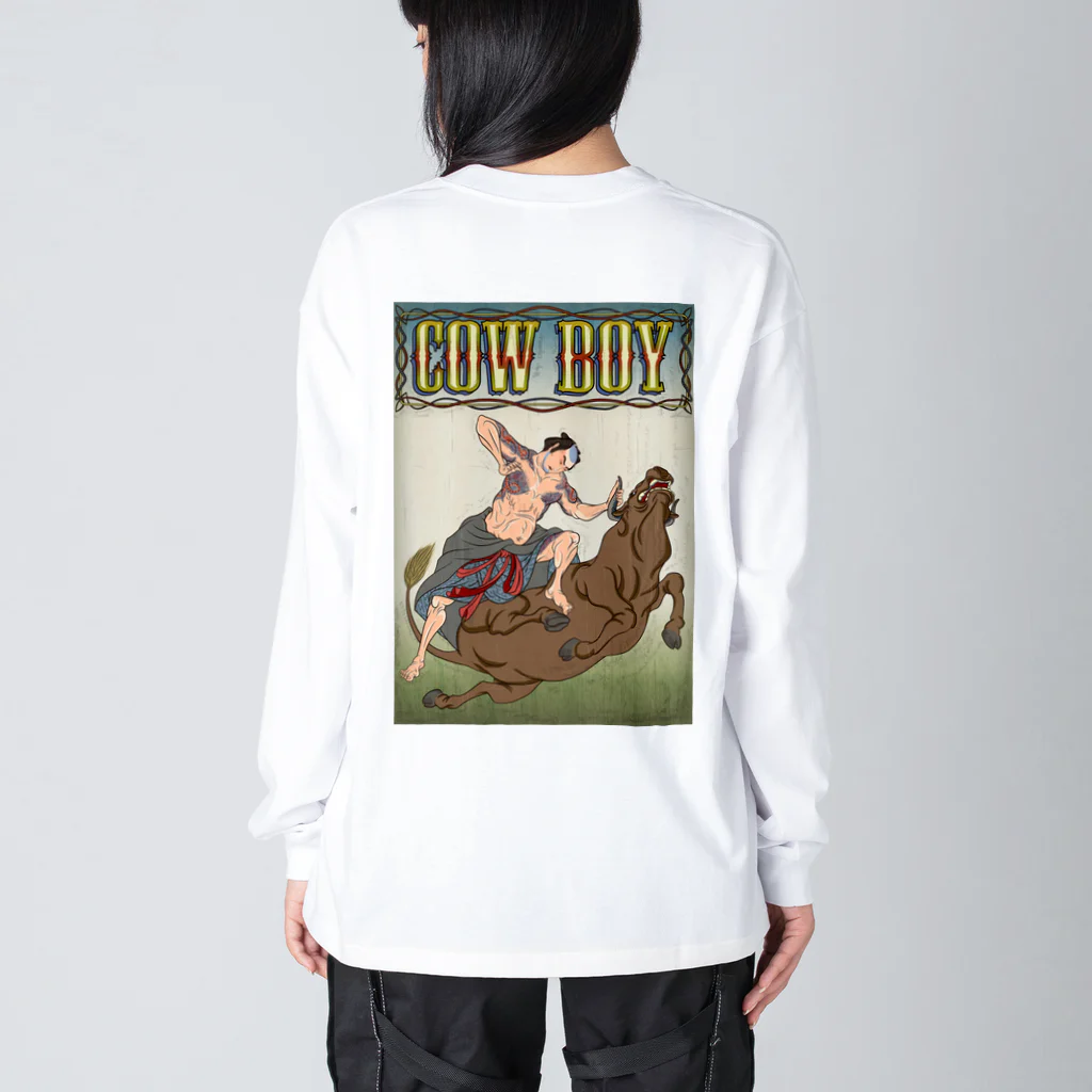 nidan-illustrationの"cow boy"(武者絵) #2 ビッグシルエットロングスリーブTシャツ