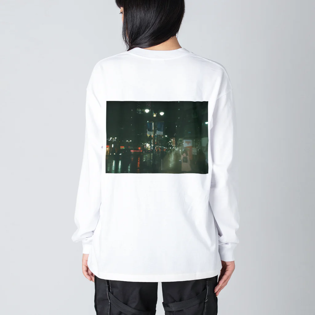 豆屋の雨の日の渋谷 ビッグシルエットロングスリーブTシャツ
