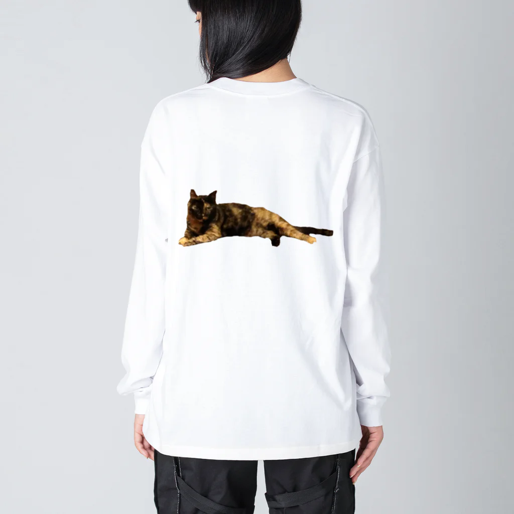 水彩屋のサビ猫で虎柄 ビッグシルエットロングスリーブTシャツ