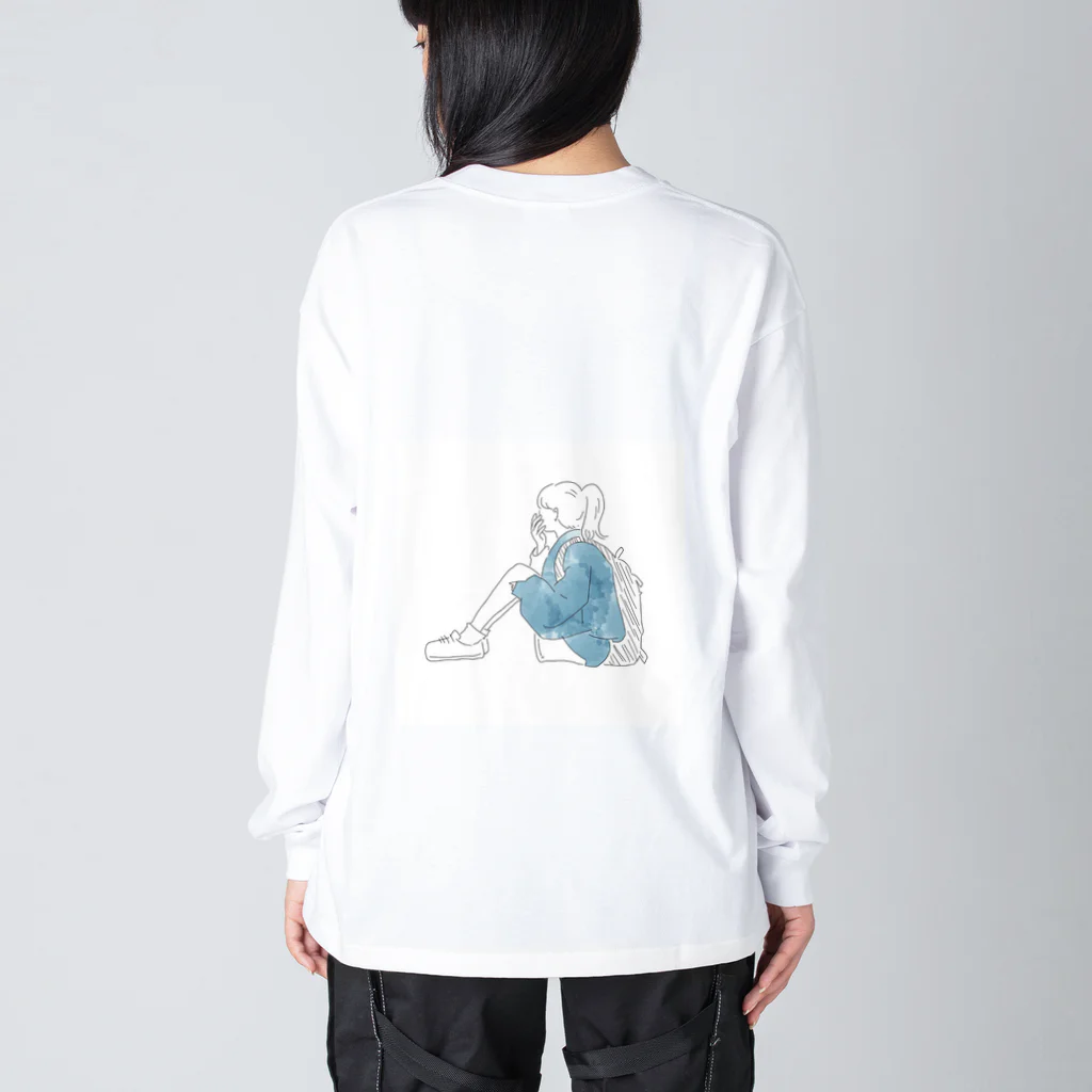 chiii × ☆の女の子×青色 Big Long Sleeve T-Shirt