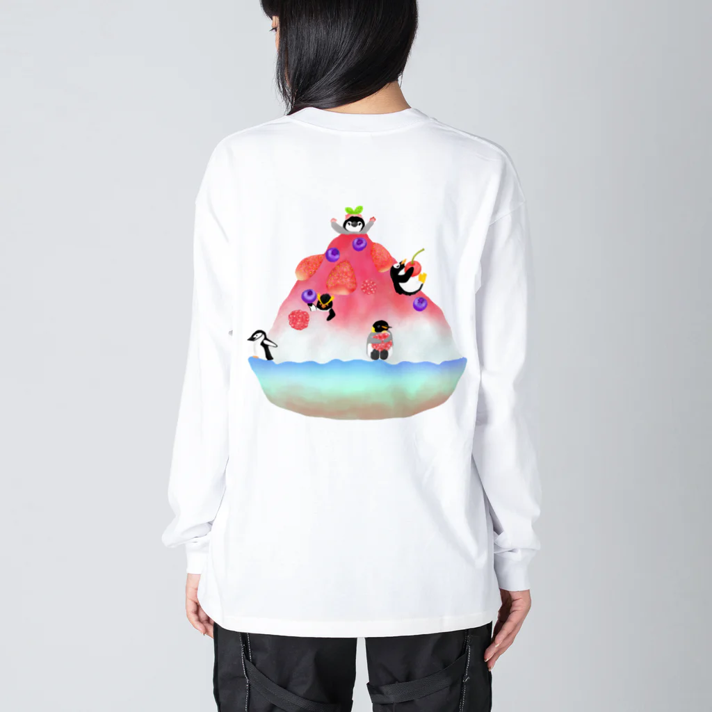 Lily bird（リリーバード）のかき氷とペンギンたち② ビッグシルエットロングスリーブTシャツ