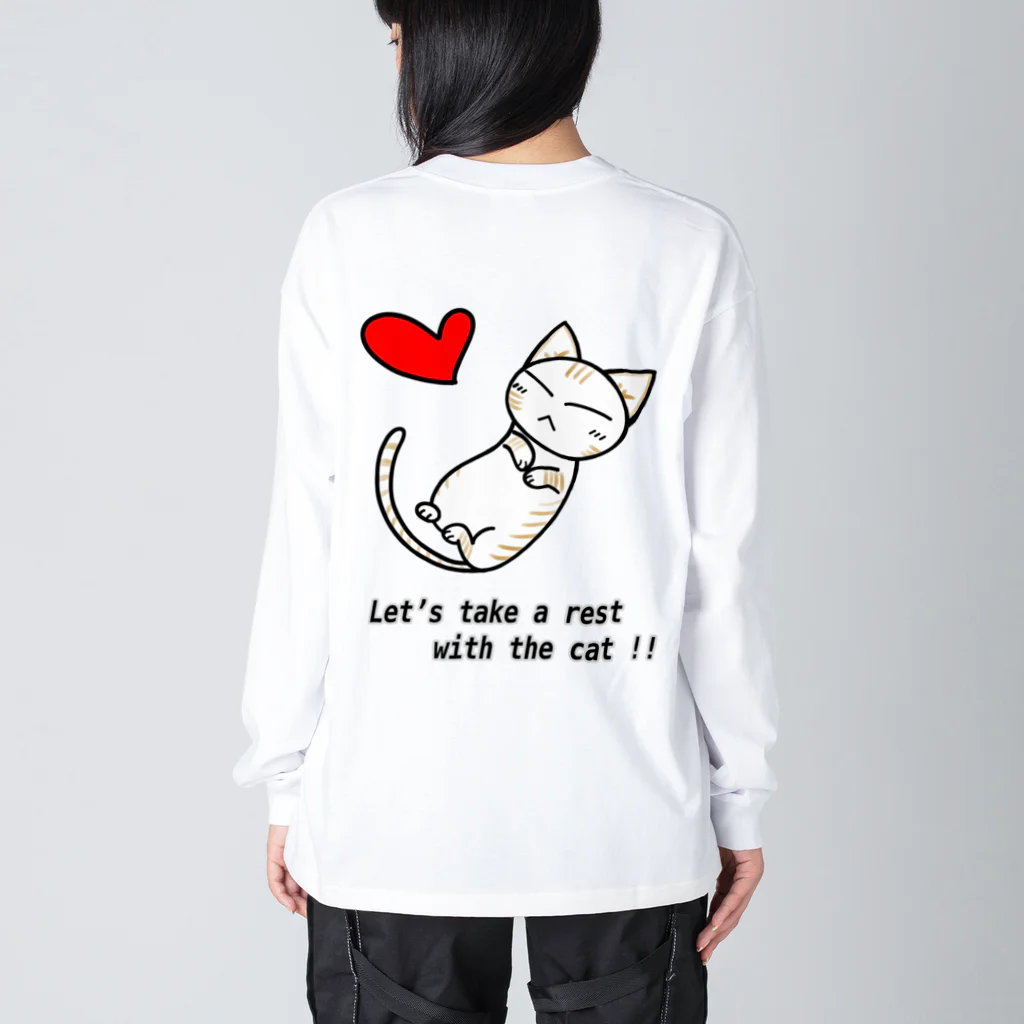 にゃーにゃー組@LINEスタンプ＊絵文字販売中！のSleeping cat！（茶） ビッグシルエットロングスリーブTシャツ