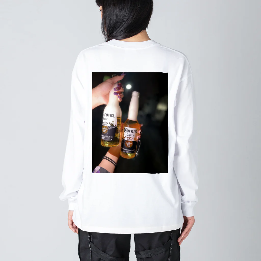 (白目)のコロナビール ビッグシルエットロングスリーブTシャツ