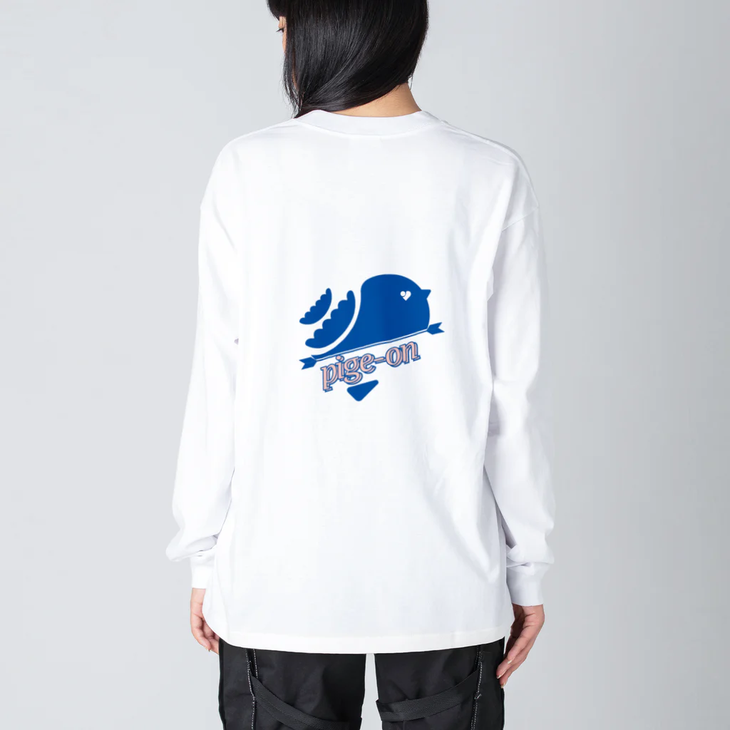 pige-onのロゴ青 Big Long Sleeve T-Shirt