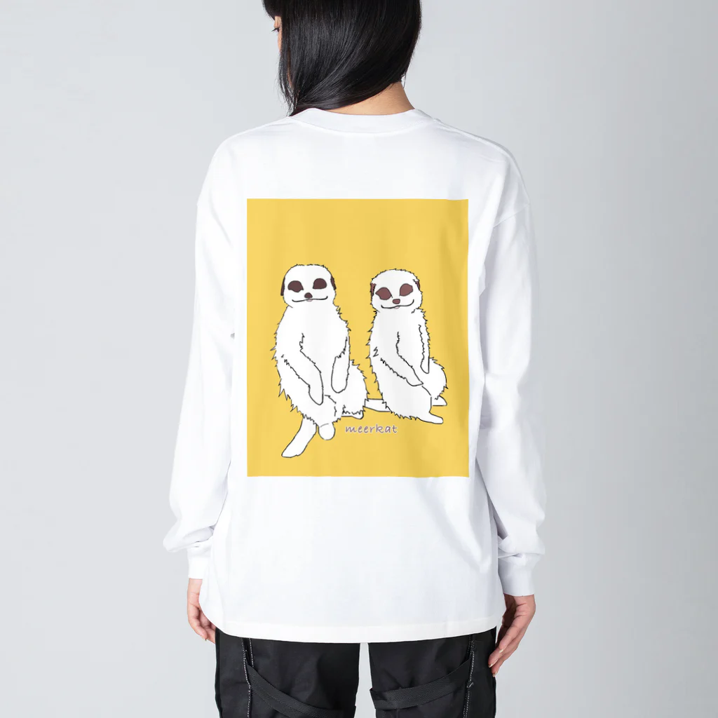 amemugi（あめむぎ）の（背面イエロー）ミーアキャット本物。 ビッグシルエットロングスリーブTシャツ