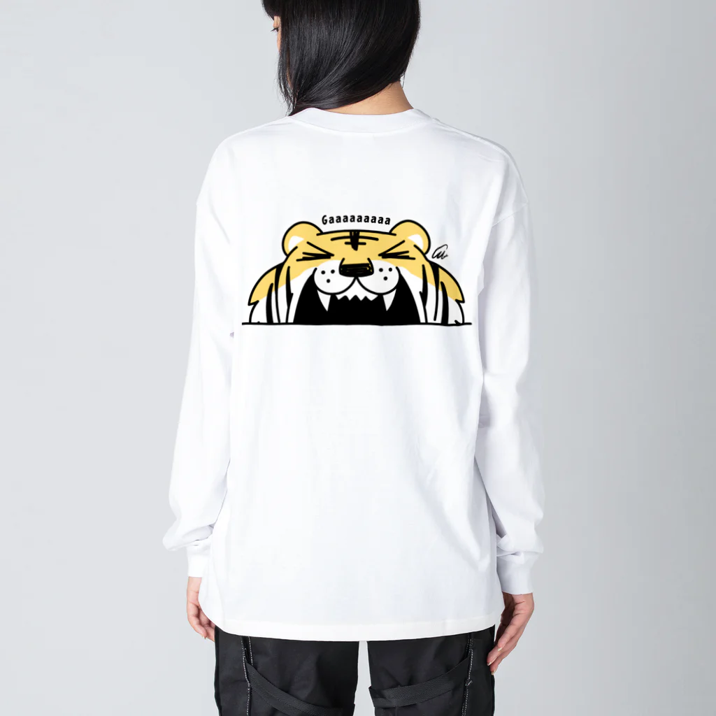 イラスト MONYAAT のバックプリント トラがガーーーーーーッ！A Big Long Sleeve T-Shirt