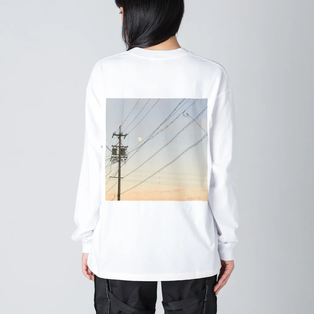 しろのいろいろしょっぷの電柱と月 Big Long Sleeve T-Shirt