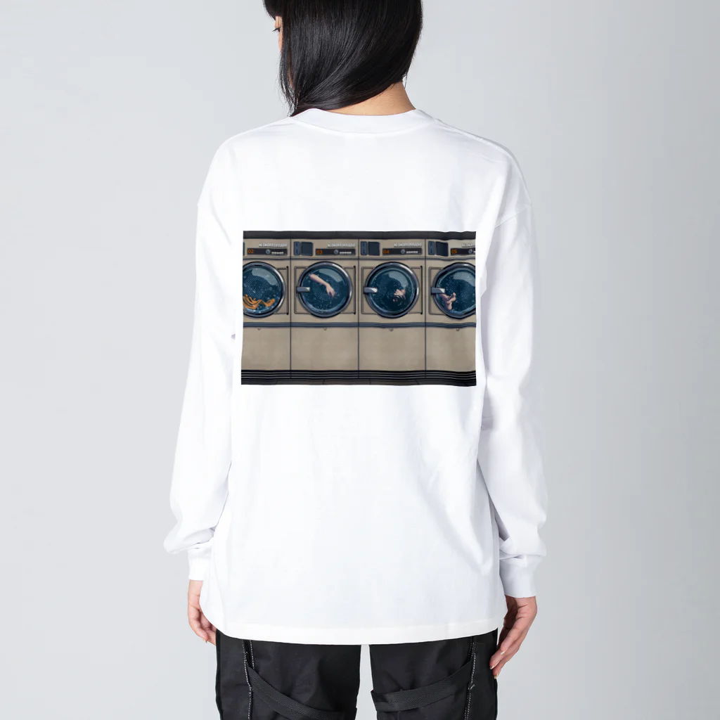 NeoHorrorStoreのコインランドリー beige Big Long Sleeve T-Shirt