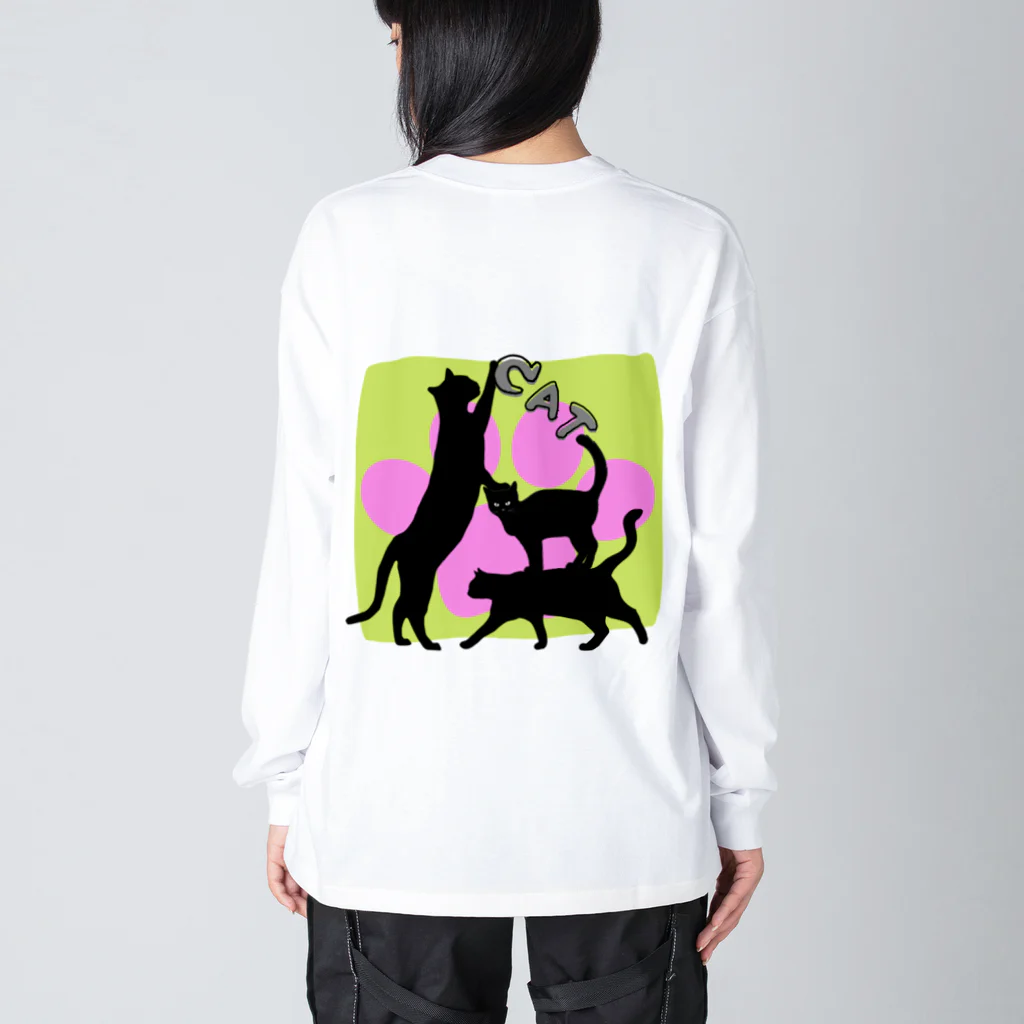 insparation｡   --- ｲﾝｽﾋﾟﾚｰｼｮﾝ｡の黒猫タワー(肉球) Big Long Sleeve T-Shirt