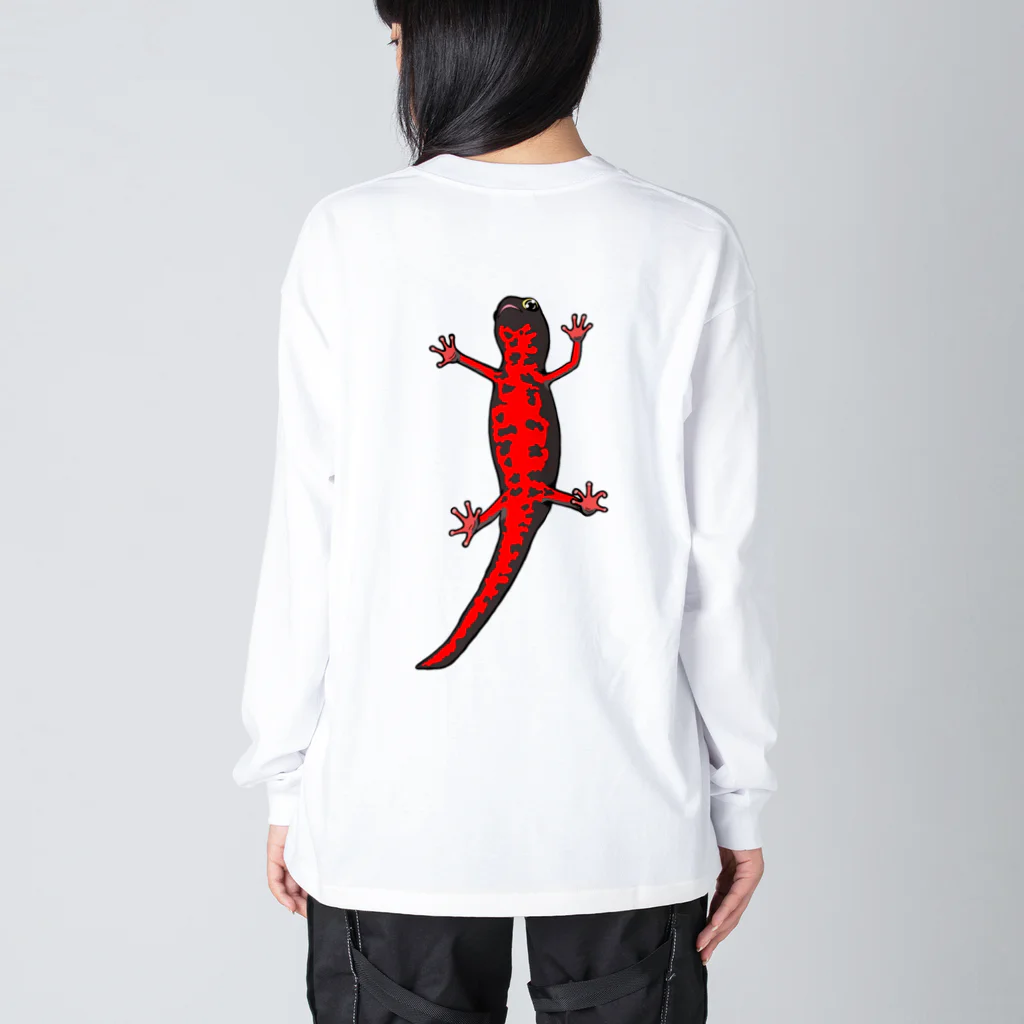 LalaHangeulのアカハライモリさん　文字無し バックプリント Big Long Sleeve T-Shirt