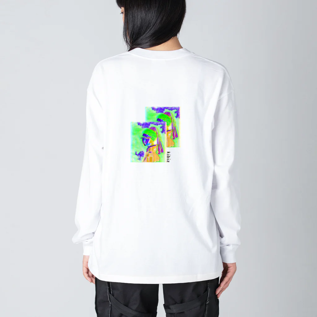 kibiz-shopのGirl with a Pearl Earring glitch_ed. ver.1.0.0 Big Long Sleeve T-Shirt