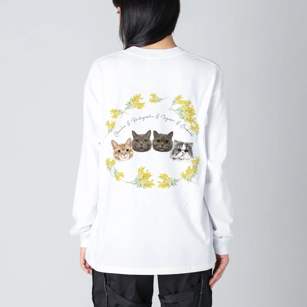 みきぞーん｜保護猫 ミッキー画伯と肉球とおともだちのcha&hide&yasu&si Big Long Sleeve T-Shirt