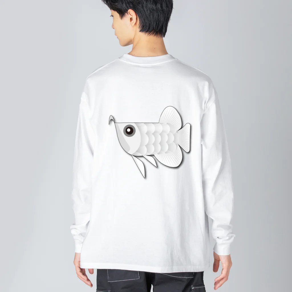 お魚大好きジャパン!!のホワイトアロワナちゃん ビッグシルエットロングスリーブTシャツ