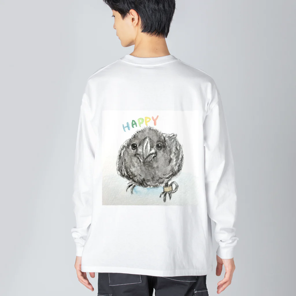 パート主婦しずかのオリジナルイラストグッズのカラスのハッピー Big Long Sleeve T-Shirt