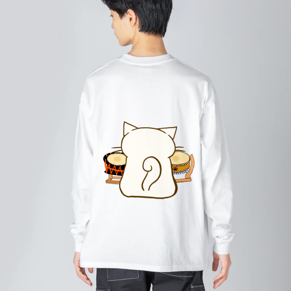 絵娯クリエイトのひのもとにゃんこ®️ 太鼓 / 雪ちゃん Big Long Sleeve T-Shirt