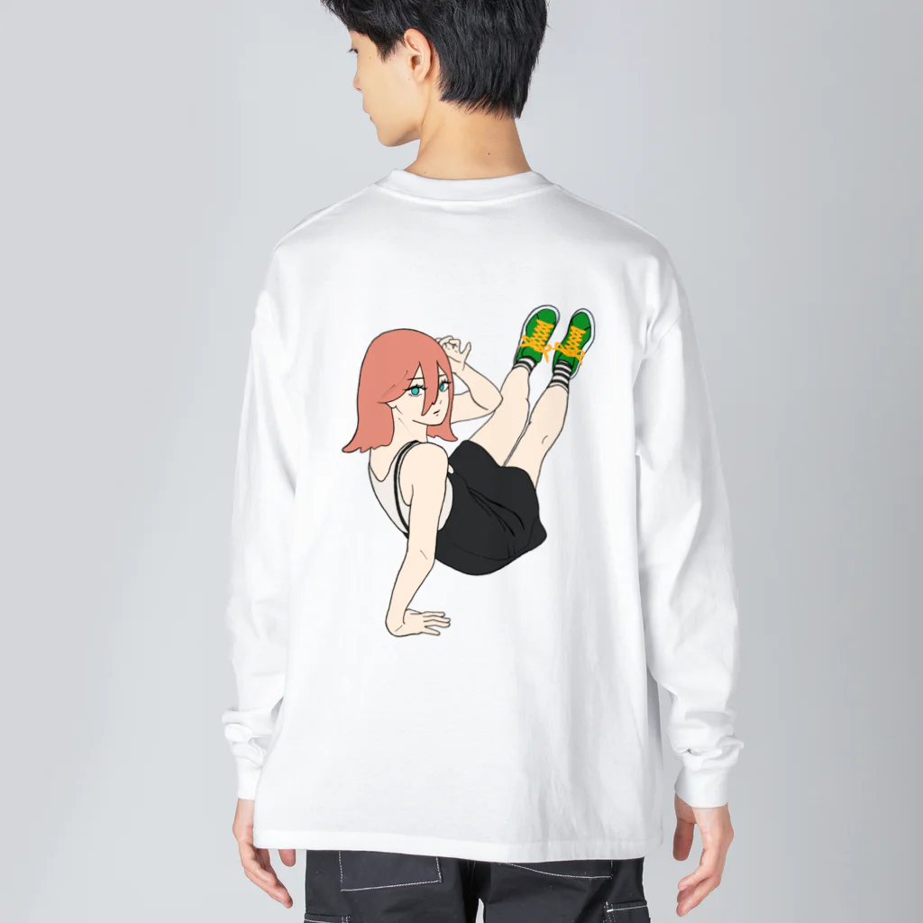 はんぺん屋の足を上げたいお年頃の女の子 ビッグシルエットロングスリーブTシャツ