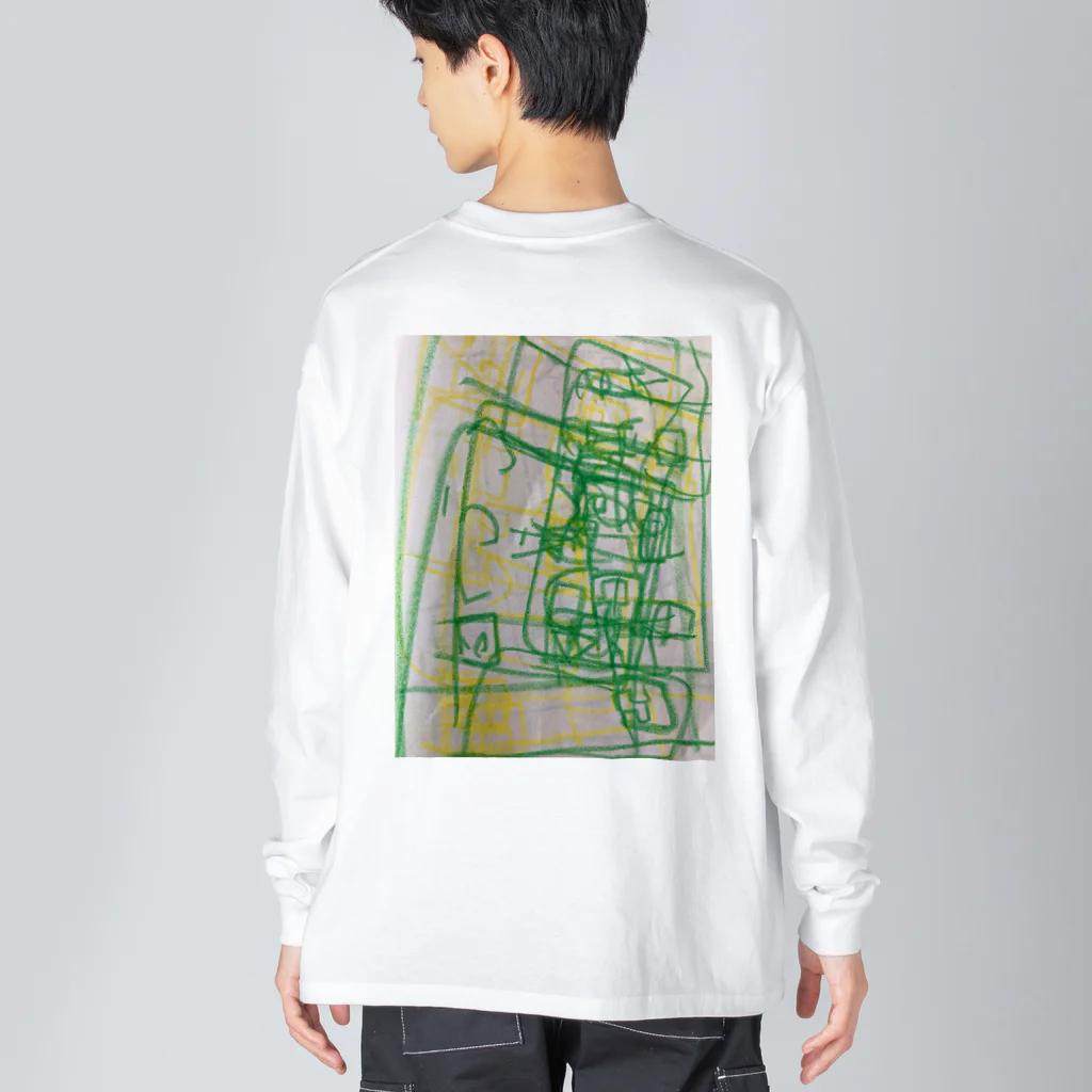 なすこのクレヨンエレベーター、緑と黄色 Big Long Sleeve T-Shirt