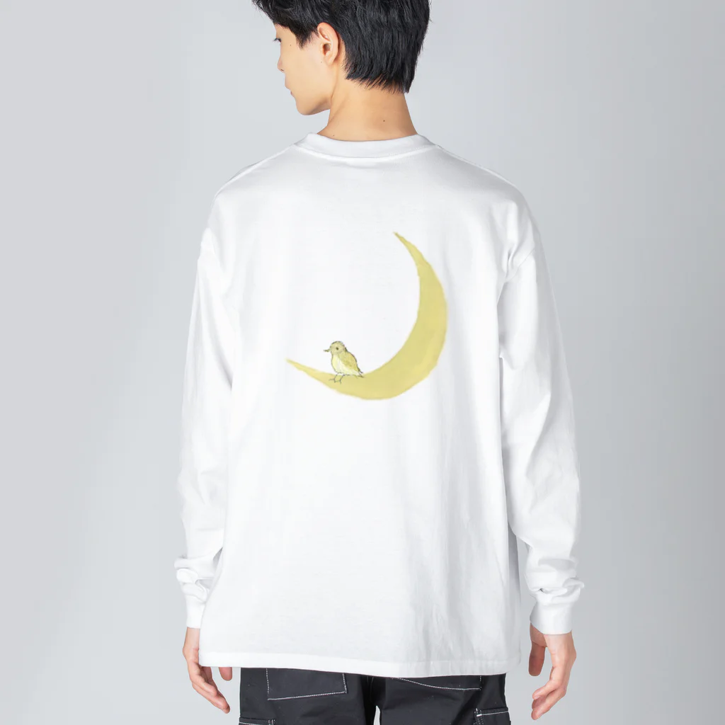 rilybiiのThe watching moon and the resting yellow bird. ビッグシルエットロングスリーブTシャツ