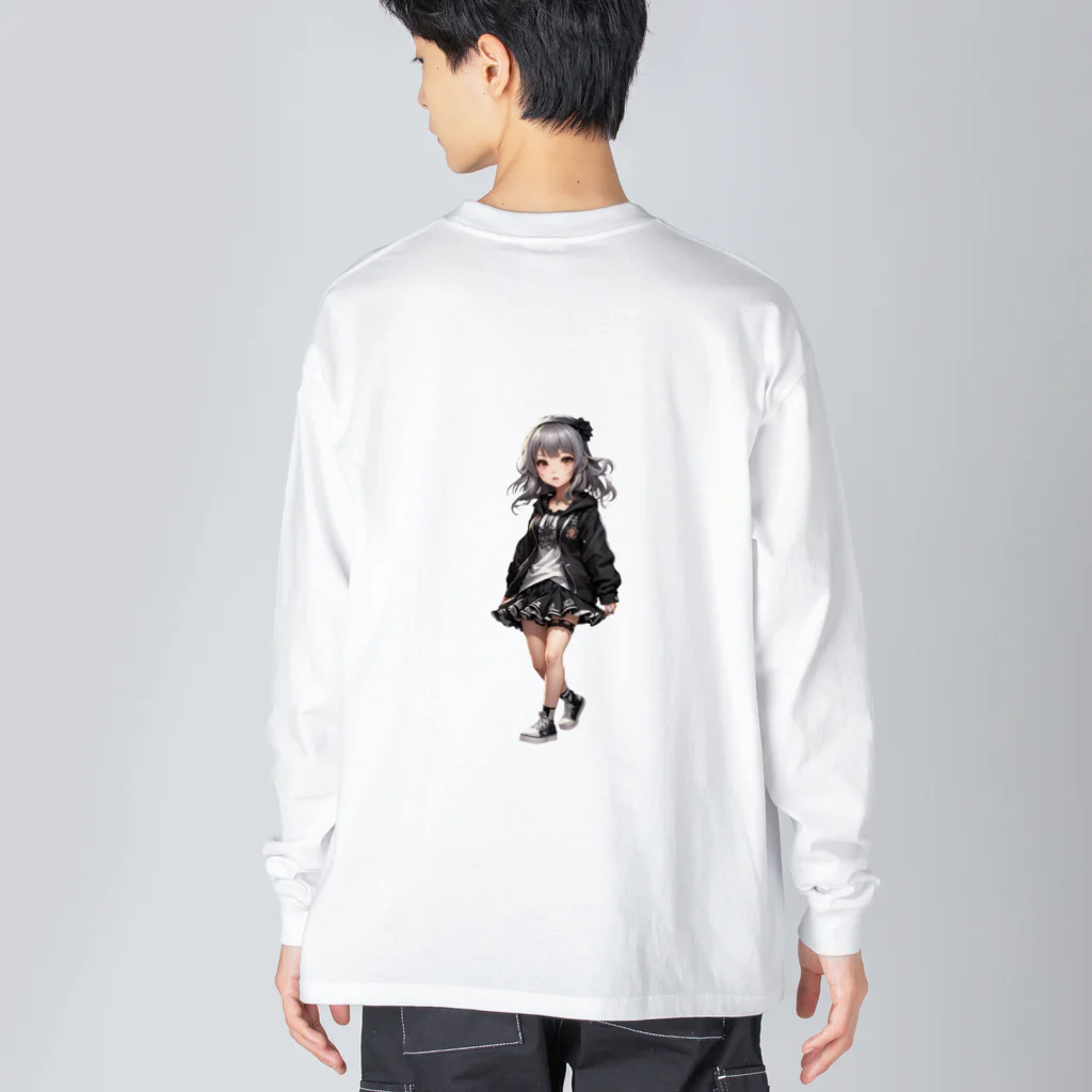 infinexus_dsgnのちびキャラ少女（Silver hair） ビッグシルエットロングスリーブTシャツ