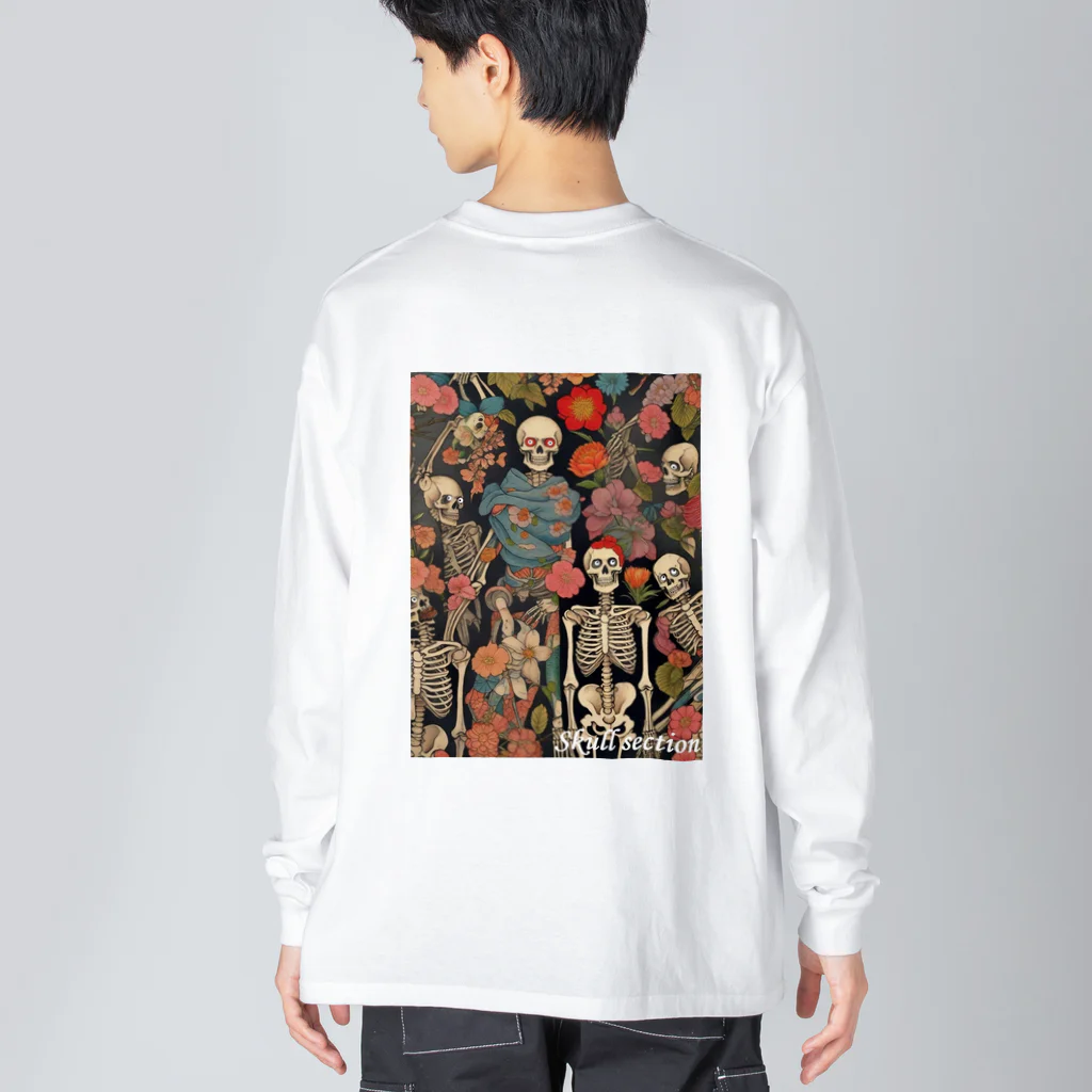 Skull sectionのドクロと花 Big Long Sleeve T-Shirt