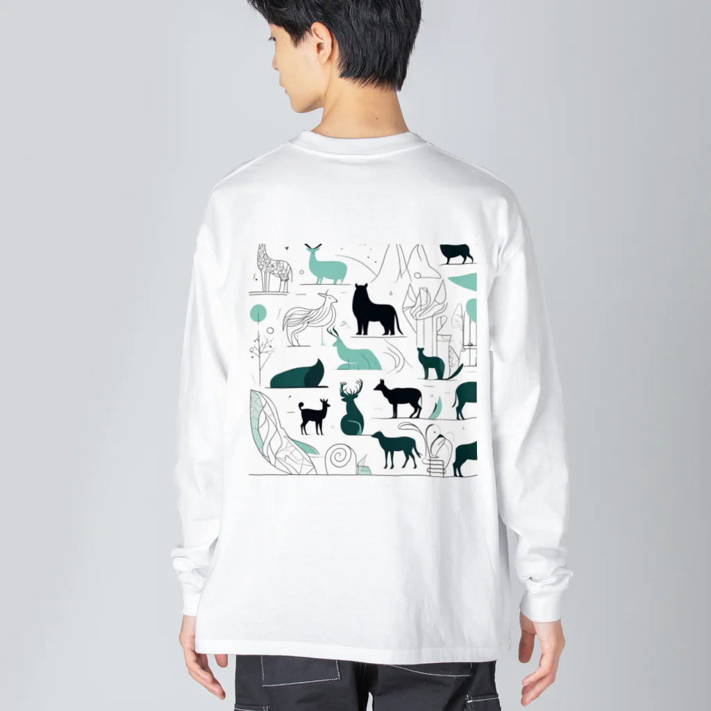 ANTARESの動物のシルエットや抽象的な形状を組み合わせ Big Long Sleeve T-Shirt