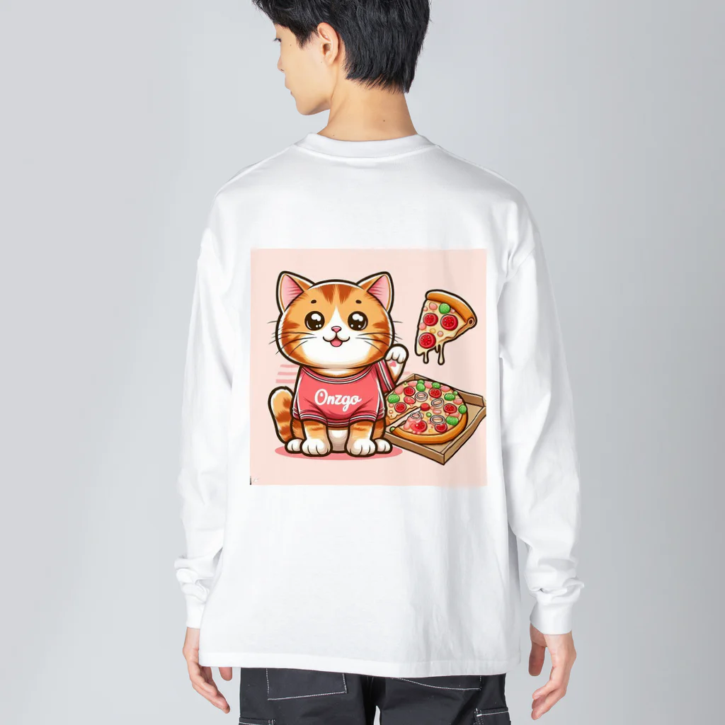 いろいろTOSIVOのピザでも食っとけや！ねこピザパーティーの開催です ビッグシルエットロングスリーブTシャツ