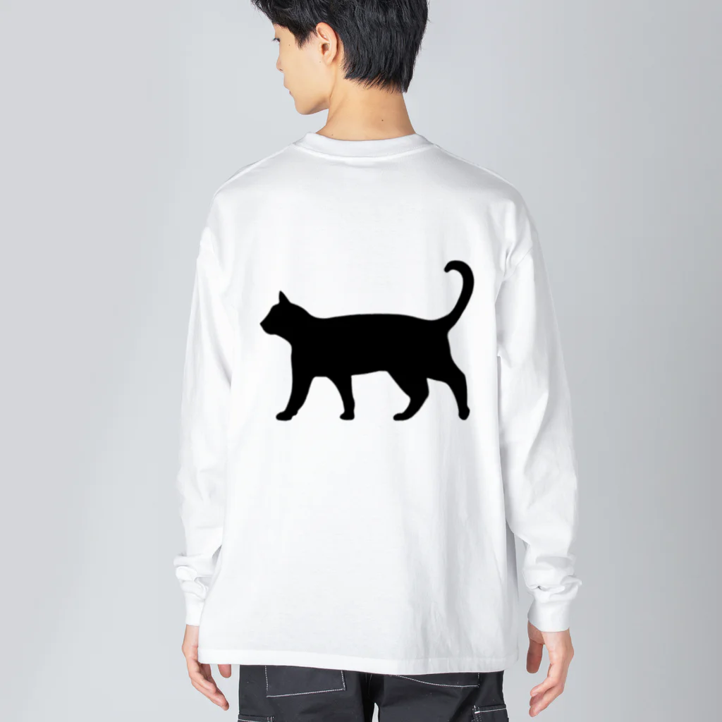 Teatime ティータイムの黒猫は見ていた　ねこ Big Long Sleeve T-Shirt