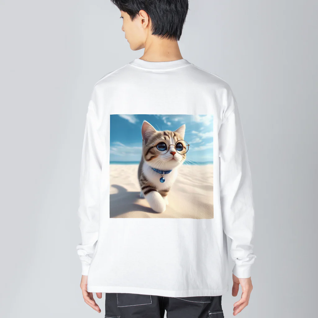 猫と紡ぐ物語の南国の海辺を歩く勇ましさに胸キュン猫 Big Long Sleeve T-Shirt