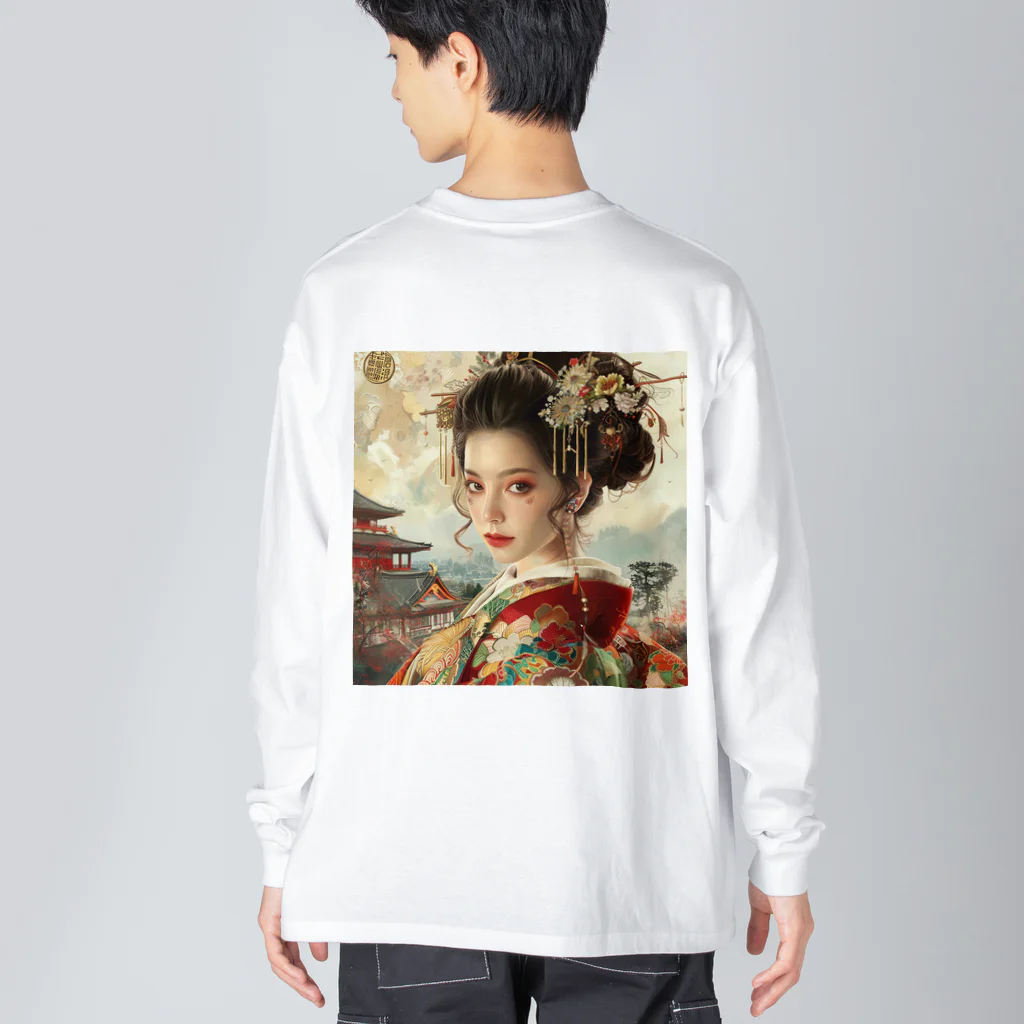 AQUAMETAVERSEの日本のAIアート世界へ羽ばたけ アメジスト 2846 ビッグシルエットロングスリーブTシャツ