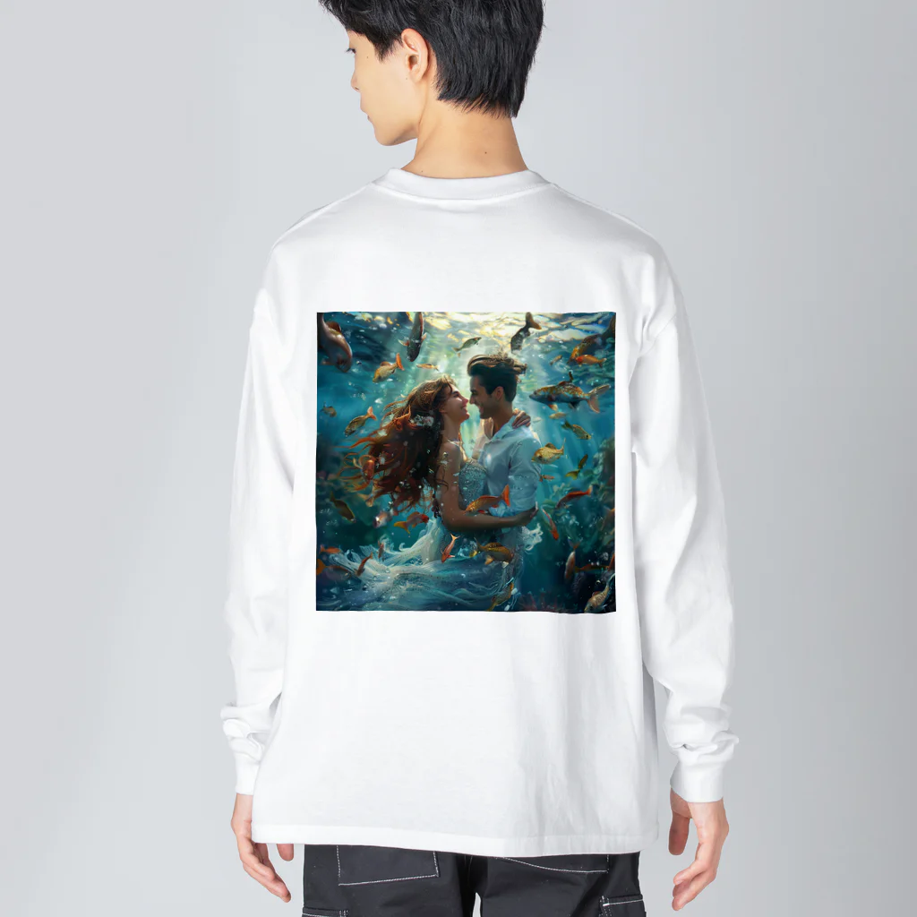 AQUAMETAVERSEの人魚姫と王子の微笑み アメジスト 2846 ビッグシルエットロングスリーブTシャツ