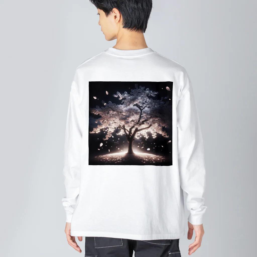 cray299の夜に輝く桜吹雪 ビッグシルエットロングスリーブTシャツ