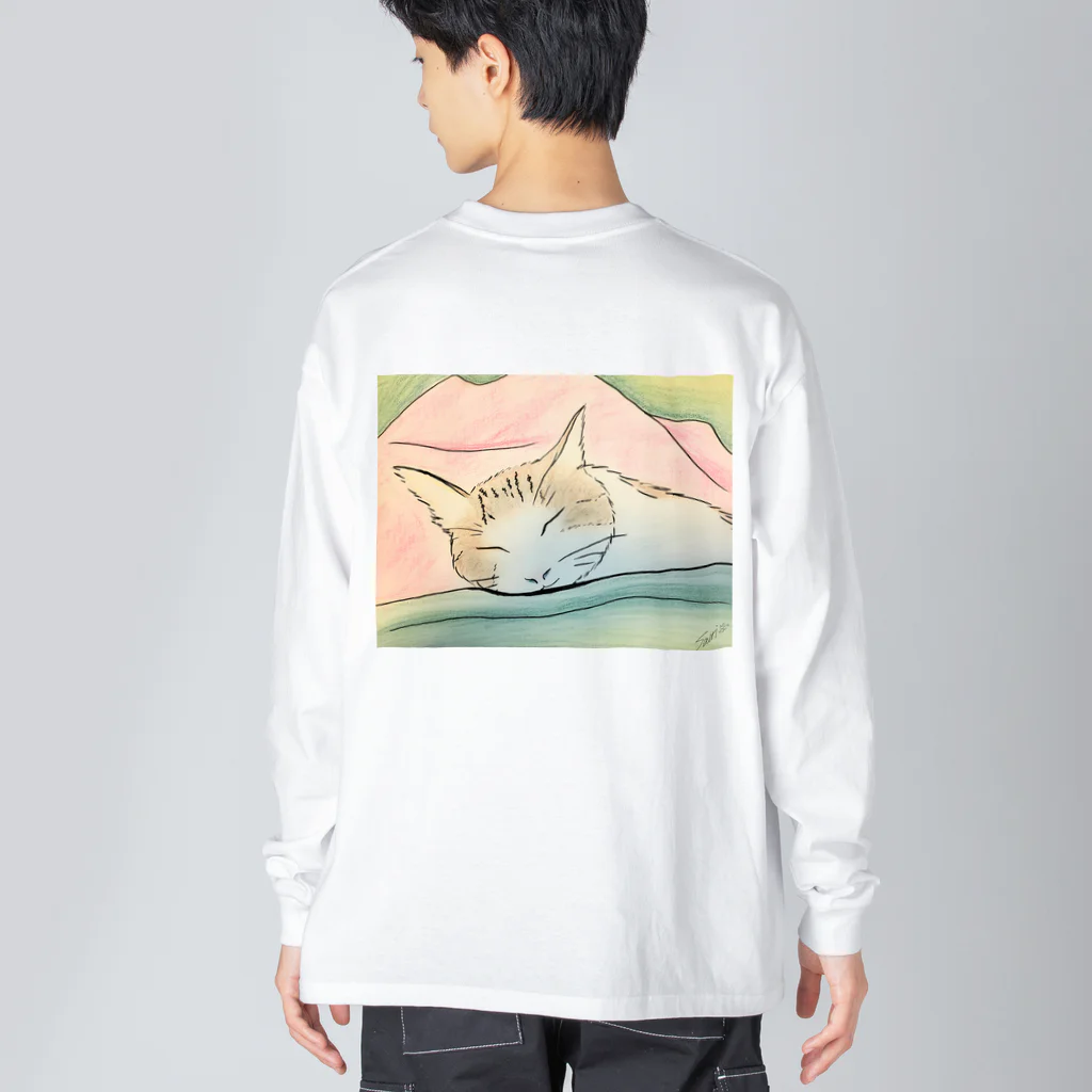 ハンドメイドSaoriのねこ♡寝子 Big Long Sleeve T-Shirt