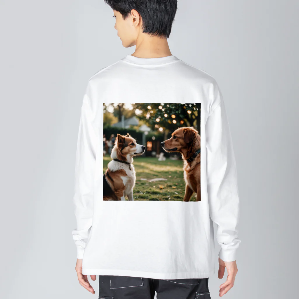 金太郎の見つめ合う犬 ビッグシルエットロングスリーブTシャツ